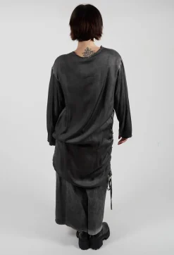 Ruched Top in Raso di Viscosa Grey Storm