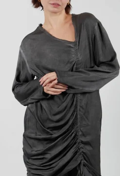 Ruched Top in Raso di Viscosa Grey Storm