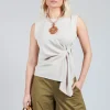 Ruched Vest Top in Beige