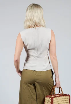 Ruched Vest Top in Beige