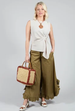 Ruched Vest Top in Beige