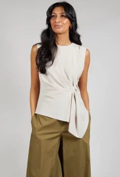 Ruched Vest Top in Beige
