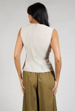 Ruched Vest Top in Beige