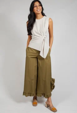 Ruched Vest Top in Beige