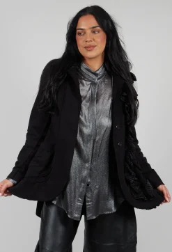 Ruffle Blazer in Black