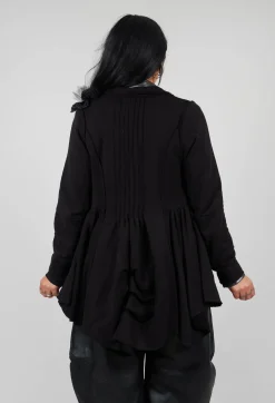 Ruffle Blazer in Black
