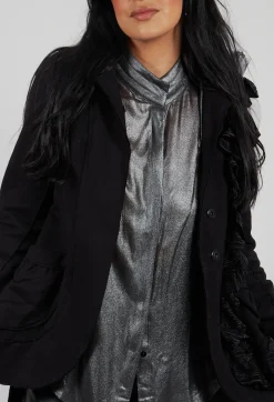 Ruffle Blazer in Black
