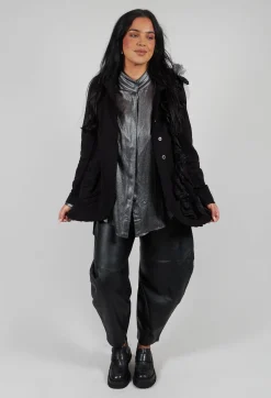 Ruffle Blazer in Black