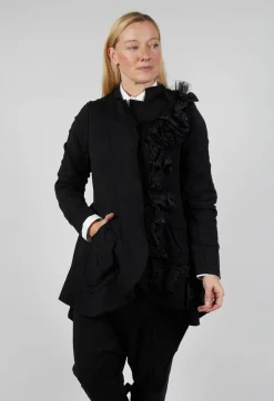 Ruffle Blazer in Black