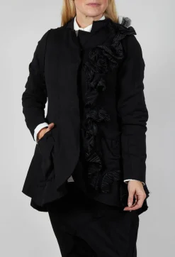 Ruffle Blazer in Black