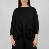 Ruffle Front Relaxed Jumper in Black