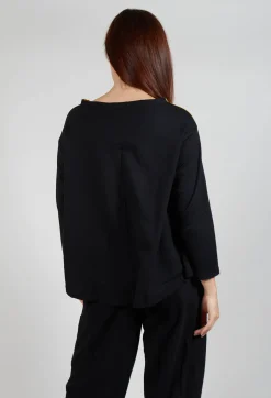 Ruffle Front Relaxed Jumper in Yellow and Black