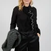 Ruffle Front Shirt in Black