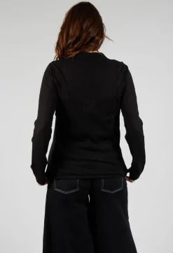 Ruffle Front Shirt in Black