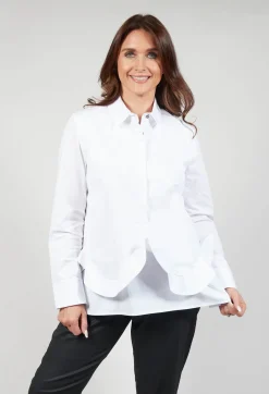 Ruffle Front Shirt in Mineo