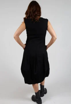 Ruffle Seam Dress in Black