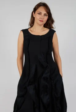 Ruffle Seam Dress in Black