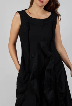 Ruffle Seam Dress in Black