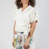 Ruffle Wrap Jacket in Ecru