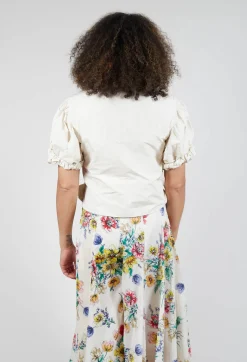 Ruffle Wrap Jacket in Ecru