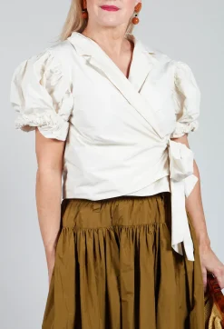 Ruffle Wrap Jacket in Ecru