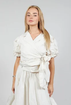Ruffle Wrap Jacket in Ecru