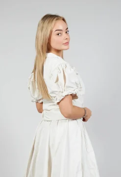 Ruffle Wrap Jacket in Ecru