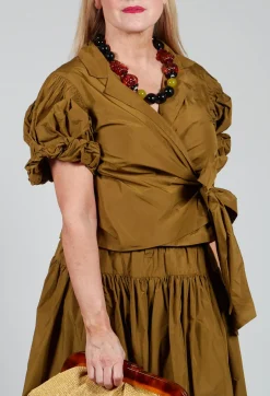 Ruffle Wrap Jacket in Gold