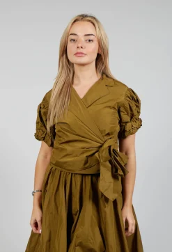 Ruffle Wrap Jacket in Gold