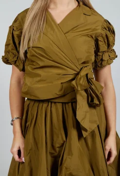 Ruffle Wrap Jacket in Gold