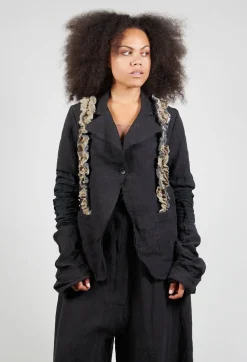 Ruffled Blazer in Black