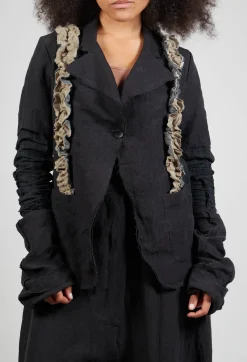 Ruffled Blazer in Black