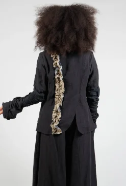 Ruffled Blazer in Black