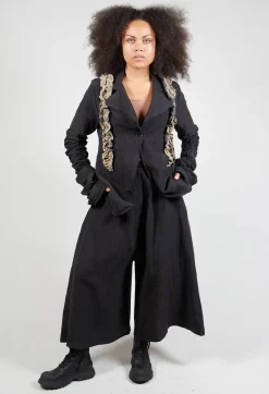 Ruffled Blazer in Black