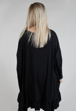 Ruffled Hem Top in Black