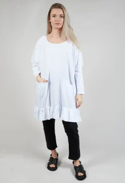 Ruffled Hem Top in White