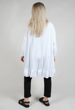 Ruffled Hem Top in White