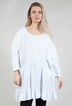 Ruffled Hem Top in White