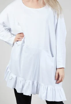 Ruffled Hem Top in White