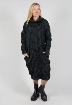 Ruffled Taffeta Dress in Black