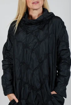 Ruffled Taffeta Dress in Black