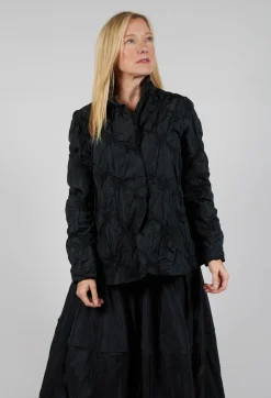 Ruffled Taffeta Jacket in Black