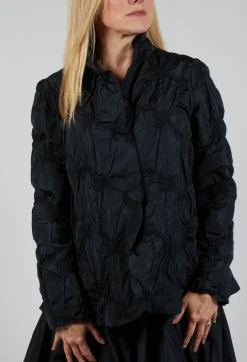 Ruffled Taffeta Jacket in Black