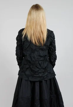Ruffled Taffeta Jacket in Black