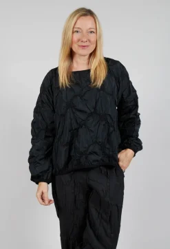 Ruffled Taffeta Shirt in Black