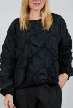 Ruffled Taffeta Shirt in Black