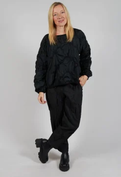 Ruffled Taffeta Shirt in Black