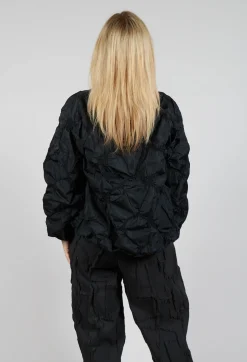 Ruffled Taffeta Shirt in Black