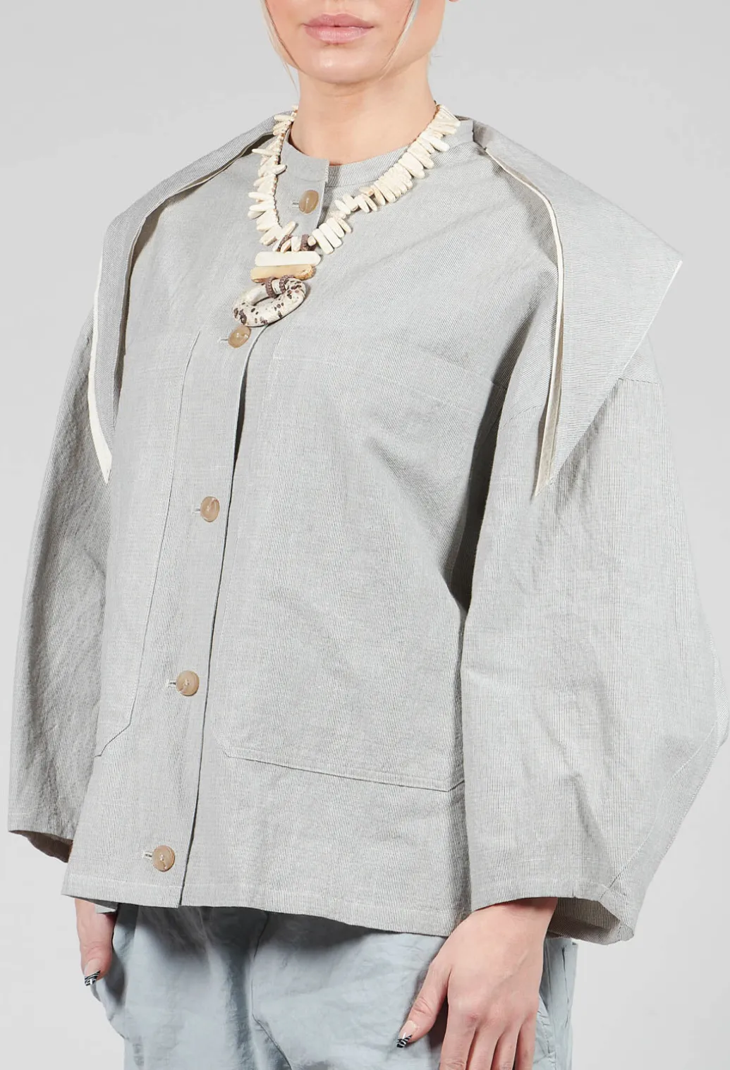 Sailor Collar Jacket in Light Grey