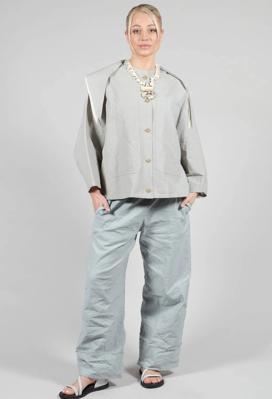 Sailor Collar Jacket in Light Grey